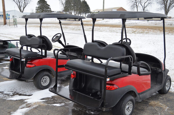 Christians Carts Rear view of Vibrant Red Gas Golf Cart