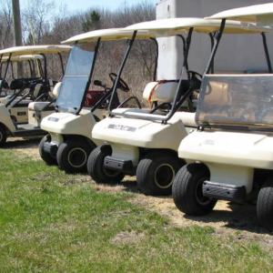 Christians Carts White Club Car Fleet Gas Carts for Rent or Purchase